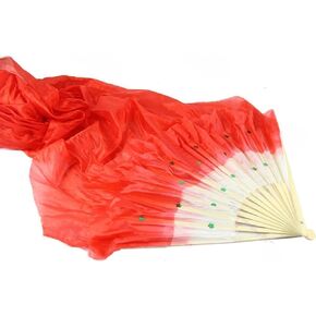 Snadulor 1.8M Hand Made Belly Dance Dancing Silk Bamboo Long Fans Veils for Party Stage Performance