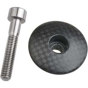 Wanyifa 1 1/8" 3K Carbon Fiber Cycling Headset Stem Top Cap with M6x35mm Titanium Bolt