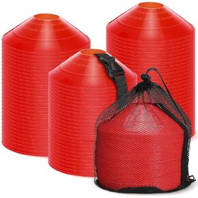 100 Pcs Soccer Training Cones Kit Field Pro Disc Cones with Strap Carry Bag Agility Sports Drill Cones for Gym Practice