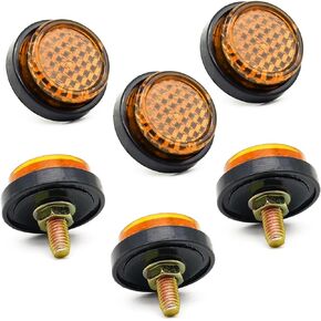 6 Pieces Reflectors Round Mini Decorative - Bolts and Nuts M5 Screw Tag Bolt - for Motorcycle Bike License Plate - Red