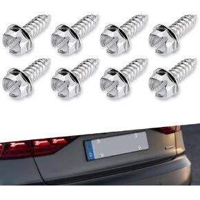 4 PCS Automotive License Plate Frame Mounting Screw Kit, 304 Stainless Steel Slotted Fixed Self-Tapping Screws, Multi-Functional Fastening Accessories, Compatible with Most Cars (Black)