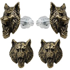 License Plate Bolts, 4 pcs Universal Wolf Style Stainless Steel License Plate Screw Kit for Motorcycle Chopper Windshield Trim Car Tag Frame, Unique Addition to Your Bike. (Silver)