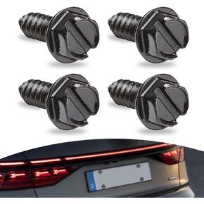 4 PCS Car License Plate Frame Screws, 304 Stainless Steel US Standard License Plate Frame Self-Tapping Mounting Bolts, Rust-Proof Shock-Proof License Plate Fasteners, Universal for Car (Black)