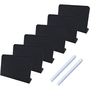 6pcs Mini Chalkboard Signs, L-Shape Small Blackboard with 2 Erasable Blackboard Pens for School, Weddings Table Sign, Party Food Signs, Bakery, Message Board Signs (4 x 2.8 inch)