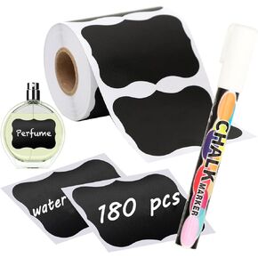 180pcs Chalkboard Labels Sticker Reusable Blackboard Sticker with White Chalk Marker Waterproof Chalkboard Sticker Rectangle Chalkboard Labels for Containers, Mason Jars, Food Storage