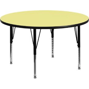 Flash Furniture Wren 48'' Round Oak Thermal Laminate Activity Table - Height Adjustable Short Legs