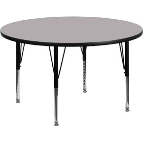 Flash Furniture Wren 48'' Round Oak Thermal Laminate Activity Table - Height Adjustable Short Legs