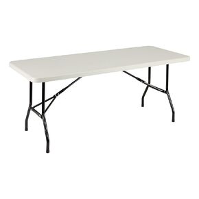 Norwood Commercial Furniture 6' Indoor/Outdoor Folding Training Table, Rectangular Blow-Molded Plastic Folding Training and Event Table, White