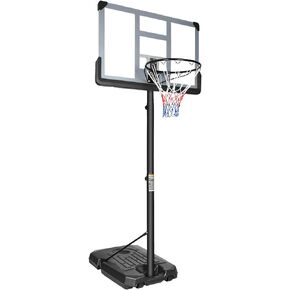 Portable Basketball Hoop System 44 Inch Impact Backboard 6.6 to 10 FT Telescoping Adjustment Basketball Goal System for Kids/Adults Indoor Outdoor
