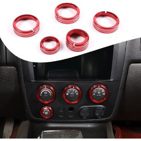 Fit for Hummer H3 2005-2009 Car Central Control Air Conditioning Knob Ring ， Interior Protection Accessories ， Aluminum Alloy Control Button Decoration Cover (Red)