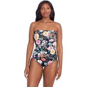 Longitude Women's Swimwear Side Shirred Bandeau One Piece Swimsuit