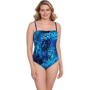 Longitude Women's Swimwear Side Shirred Bandeau One Piece Swimsuit