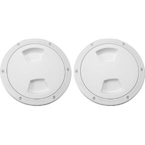 X AUTOHAUX 2pcs 5" Boat Inspection Deck Plate Hatch Marine Round Inspection Hatch Deck Plate with Detachable Cover Water Tight for Outdoor Installations White