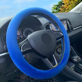 Fluffy Steering Wheel Cover, Short Plush Auto Accessories for Men and Women with Inner Ring Universal 15 Inch (Black)