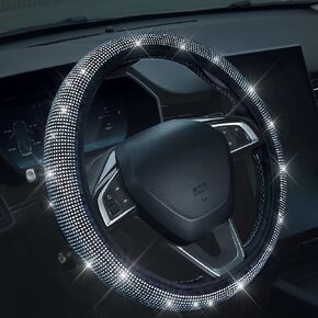 Bling Rhinestones Steering Wheel Cover with Crystal Diamond Sparkling Car SUV Breathable Anti-Slip Steering Wheel Protector (Fit 14.2"-15.3" Inch) in Kuwait