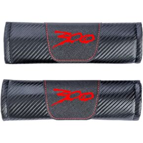 2 Pcs Carbon Fiber Leather Car Seat Belt Shoulder Pad Protective Sleeves for Chrysler 300/C/ 300S (RED)
