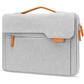 MOSISO 360 Protective Laptop Sleeve Compatible with MacBook Air/Pro, 13-13.3 inch Notebook, Compatible with MacBook Pro 14 inch M3 M2 M1, Flapover Bag with Fully Open Zipper&Handle&Pockets, Gray