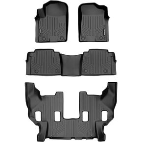 SMARTLINER All Weather Custom Fit Floor Mats 3 Row Liner Set Black Compatible with 2019-2022 Nissan Armada/Infiniti QX80