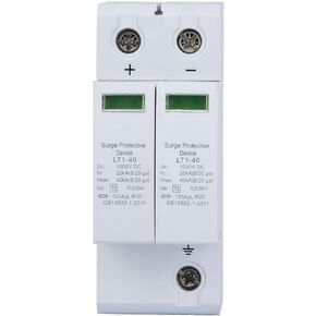 Voltage Arrester Device, 2P Protective Device DC Photovoltaic Lightning Protector Low-Voltage Arrester 3.0KV (2P40KA)