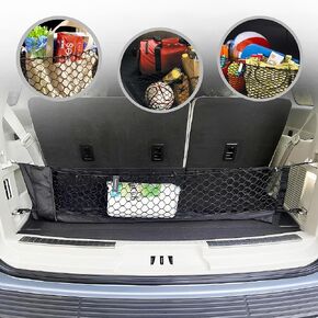 Envelope Style Elastic Trunk Mesh Cargo Net for Lincoln Navigator Standard Reserve Black Label 2018-2024 - Premium Trunk Organizer and Storage - Luggage Net for SUV- Best Car Organizer