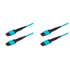 1-Pack 100 Feet 12 Fiber Low Loss Non-Pinned MPO to MPO Fiber Trunk Cable, Type-B, OM3 Corning ClearCurve Fiber, Fire Retardant Plenum Cable Jacket | MTP Compatible