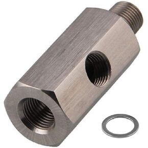 Stainless Steel Oil Pressure Sensor adapter Tee 1/8 BSPT Female to 1/8 BSPT Male 1/8 NPT side Port Adding for Turbo Supply Line/Oil Pressure Gauge