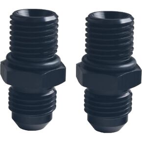 DEWHEL Aluminum 6AN Male Flare to M14X1.5 Male Metric Thread Fitting Adapter Straight Black 2Pcs (6AN - 14X1.5)