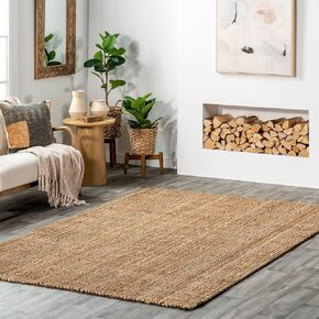 nuLOOM Ashli Solid Farmhouse Jute Area Rug, 4x6, Natural in Kuwait