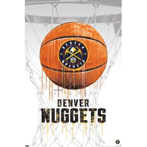 Trends International NBA Denver Nuggets - Drip Basketball 21 Wall Poster, 14.725" x 22.375", Barnwood Framed Version