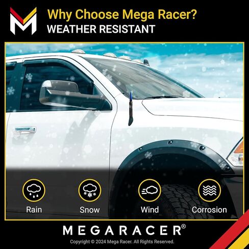 هوائي Mega Racer للشاحنة - هوائي شاحنة شيفروليه سيلفرادو جي إم سي سييرا 1999-2024، هوائيات زرقاء سوداء مقاس 5.5 بوصة، استبدال هوائي السيارة القصير، ملحقات تشيفي سيلفرادو 1500، ملحقات شاحنة جي إم سي in Saudi Arabia