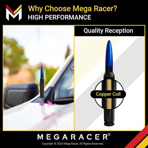 هوائي Mega Racer للشاحنة - هوائي شاحنة شيفروليه سيلفرادو جي إم سي سييرا 1999-2024، هوائيات زرقاء سوداء مقاس 5.5 بوصة، استبدال هوائي السيارة القصير، ملحقات تشيفي سيلفرادو 1500، ملحقات شاحنة جي إم سي in Saudi Arabia