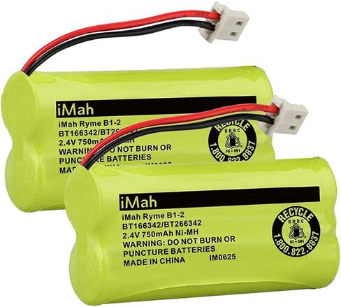 iMah Ryme B1-2 BT166342/BT266342 2.4 فولت 750 مللي أمبير Ni-MH بطارية بديلة لجهاز مراقبة الطفل VTech والهاتف اللاسلكي، عبوتان in Kuwait