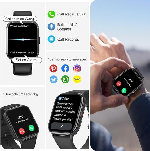 Smart Watch for Men Women, 1.83" HD Screen, Smartwatch with Heart/Sleep Rate Monitor, IP68 Waterproof Fitness Watch with Zinc Alloy Frame, 20+ Sport Modes, Notifications Compatible with iOS Android in Saudi Arabia