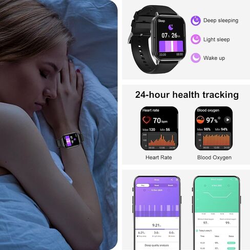 Smart Watch for Men Women, 1.83" HD Screen, Smartwatch with Heart/Sleep Rate Monitor, IP68 Waterproof Fitness Watch with Zinc Alloy Frame, 20+ Sport Modes, Notifications Compatible with iOS Android in Saudi Arabia
