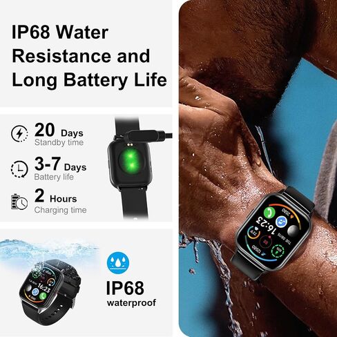 Smart Watch for Men Women, 1.83" HD Screen, Smartwatch with Heart/Sleep Rate Monitor, IP68 Waterproof Fitness Watch with Zinc Alloy Frame, 20+ Sport Modes, Notifications Compatible with iOS Android in Saudi Arabia