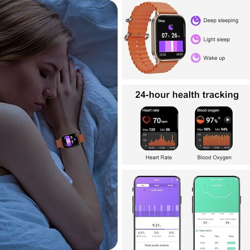 Smart Watch for Men Women, 1.83" HD Screen, Smartwatch with Heart/Sleep Rate Monitor, IP68 Waterproof Fitness Watch with Zinc Alloy Frame, 20+ Sport Modes, Notifications Compatible with iOS Android in Saudi Arabia