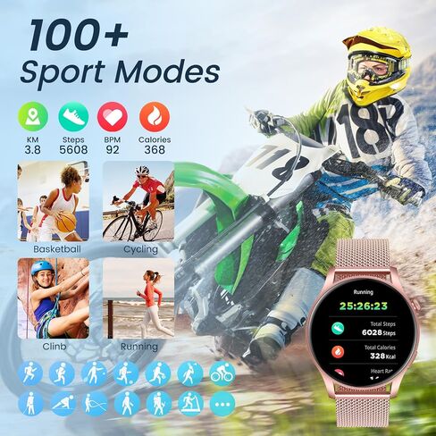 Smartwatch for Women Fitness Watch: 1.43" Amoled Touchscreen Smart Watch Answer/Make Call with Heart Rate Blood Pressure Sleep Monitor 100+ Sports Modes Fitness Tracker IP67 Waterproof for Android iOS in Saudi Arabia