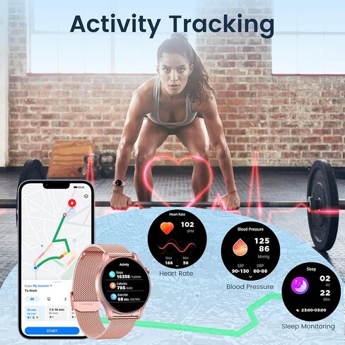 Smartwatch for Women Fitness Watch: 1.43" Amoled Touchscreen Smart Watch Answer/Make Call with Heart Rate Blood Pressure Sleep Monitor 100+ Sports Modes Fitness Tracker IP67 Waterproof for Android iOS in Saudi Arabia