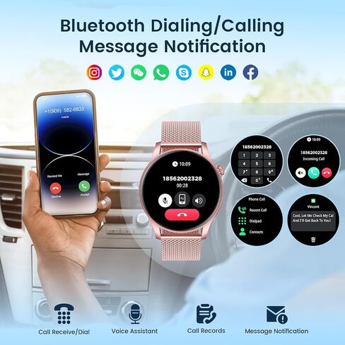 Smartwatch for Women Fitness Watch: 1.43" Amoled Touchscreen Smart Watch Answer/Make Call with Heart Rate Blood Pressure Sleep Monitor 100+ Sports Modes Fitness Tracker IP67 Waterproof for Android iOS in Saudi Arabia