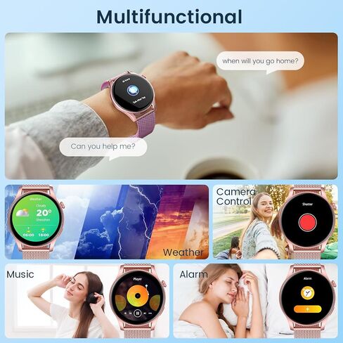 Smartwatch for Women Fitness Watch: 1.43" Amoled Touchscreen Smart Watch Answer/Make Call with Heart Rate Blood Pressure Sleep Monitor 100+ Sports Modes Fitness Tracker IP67 Waterproof for Android iOS in Saudi Arabia