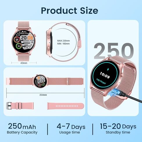 Smartwatch for Women Fitness Watch: 1.43" Amoled Touchscreen Smart Watch Answer/Make Call with Heart Rate Blood Pressure Sleep Monitor 100+ Sports Modes Fitness Tracker IP67 Waterproof for Android iOS in Saudi Arabia