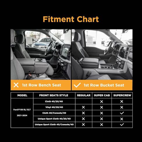 لأغطية مقاعد Ford F150 2021 2022 2023 2024، تناسب فقط F150 2021-2024 Crew Cab (XL، XLT)، جلد مقاوم للماء مناسب خصيصًا لملحقات Ford F150، أسود مع ألياف الكربون in Saudi Arabia