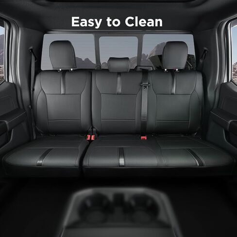 لأغطية مقاعد Ford F150 2021 2022 2023 2024، تناسب فقط F150 2021-2024 Crew Cab (XL، XLT)، جلد مقاوم للماء مناسب خصيصًا لملحقات Ford F150، أسود مع ألياف الكربون in Saudi Arabia