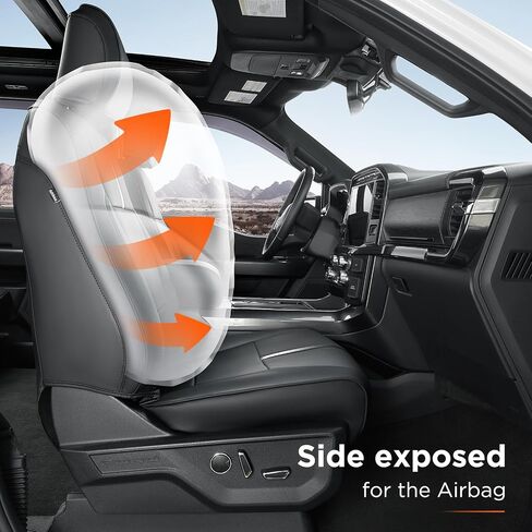 لأغطية مقاعد Ford F150 2021 2022 2023 2024، تناسب فقط F150 2021-2024 Crew Cab (XL، XLT)، جلد مقاوم للماء مناسب خصيصًا لملحقات Ford F150، أسود مع ألياف الكربون in Saudi Arabia