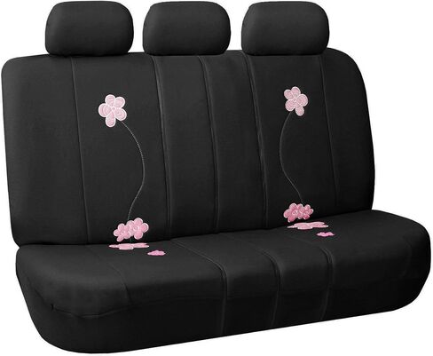 FH Group Car Seat Covers Floral Full Set Black Automotive Airbag and Split Rear Seat Cover Universal Fit Interior Accessories for Cars Trucks and SUV Car Accessories Van Seat Covers in Kuwait