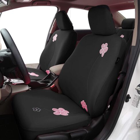 FH Group Car Seat Covers Floral Full Set Black Automotive Airbag and Split Rear Seat Cover Universal Fit Interior Accessories for Cars Trucks and SUV Car Accessories Van Seat Covers in Kuwait