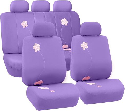 FH Group Car Seat Covers Floral Full Set Black Automotive Airbag and Split Rear Seat Cover Universal Fit Interior Accessories for Cars Trucks and SUV Car Accessories Van Seat Covers in Kuwait