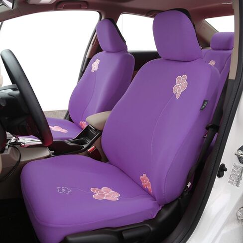 FH Group Car Seat Covers Floral Full Set Black Automotive Airbag and Split Rear Seat Cover Universal Fit Interior Accessories for Cars Trucks and SUV Car Accessories Van Seat Covers in Kuwait