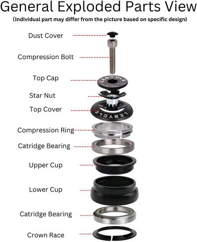 34/34mm Bike Headset, EC34 (External Cup), with Sealed Bearings for 1 1/8" (28.6 mm) Straight Fork Steering Tube in Saudi Arabia