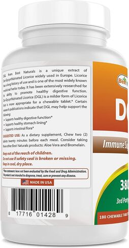 Best Naturals DGL Chewable 380 mg 180 Tablets in Saudi Arabia